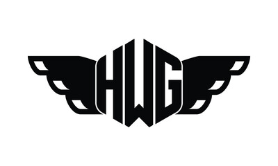 HWG polygon wings logo design vector template.