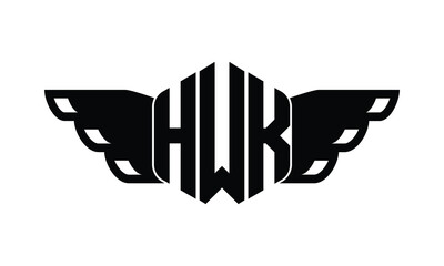 HWK polygon wings logo design vector template.