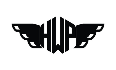 HWP polygon wings logo design vector template.