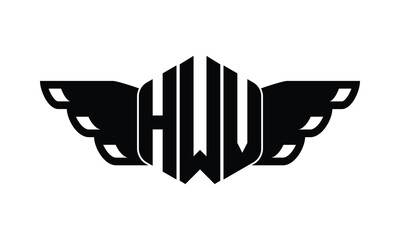 HWV polygon wings logo design vector template.
