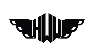 HWW polygon wings logo design vector template.