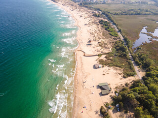 Aerial view of Black sea coast near Perla beach, Bulgaria - obrazy, fototapety, plakaty