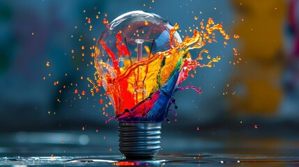 Image of a lightbulb filled with colorful liquid.