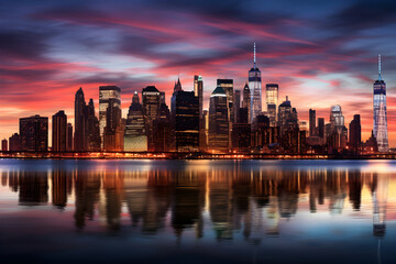 Manhattan Skyline at Dusk: A Harmonious Blend of Nature and Urban Architecture