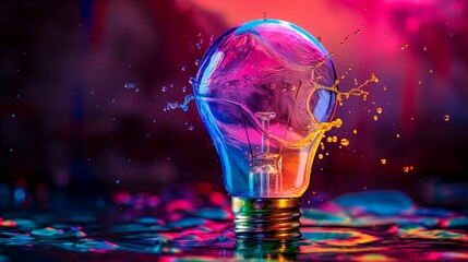Image of a lightbulb filled with colorful liquid.