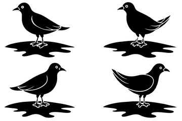 puddles bird silhouette vector illustration
