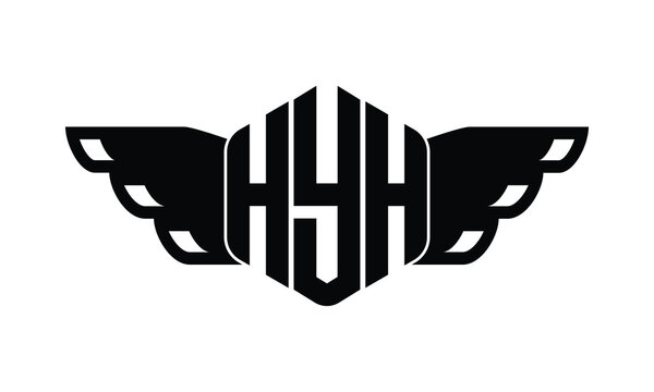 HYH polygon wings logo design vector template.