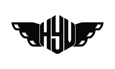 HYV polygon wings logo design vector template.
