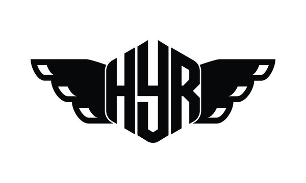 HYR polygon wings logo design vector template.
