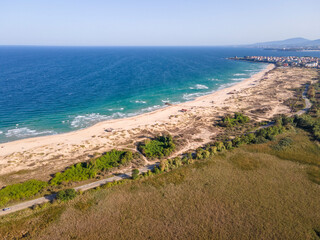 Aerial view of Black sea coast near Perla beach, Bulgaria