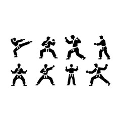karate silhouettes, vector illustration on white background