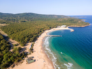 Aerial view of Black sea coast near Perla beach, Bulgaria