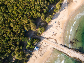 Aerial view of Black sea coast near Perla beach, Bulgaria