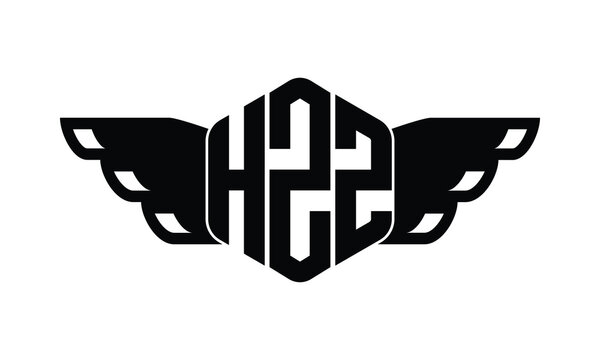 HZZ polygon wings logo design vector template.