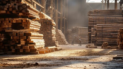 Image of a vast lumber pile.
