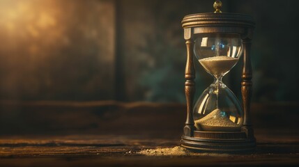 Image of an hourglass, symbolizing the passage of time. - obrazy, fototapety, plakaty