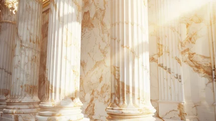 Foto op Canvas A sun-kissed marble texture, reflecting the gleaming white columns and sculptures of ancient Greek temples and palaces, with subtle veins of gold running through created with Generative AI Technology © Sentoriak