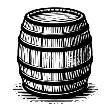 recommend clip art: Vintage wooden barrel with whiskey sketch PNG illustration with transparent background