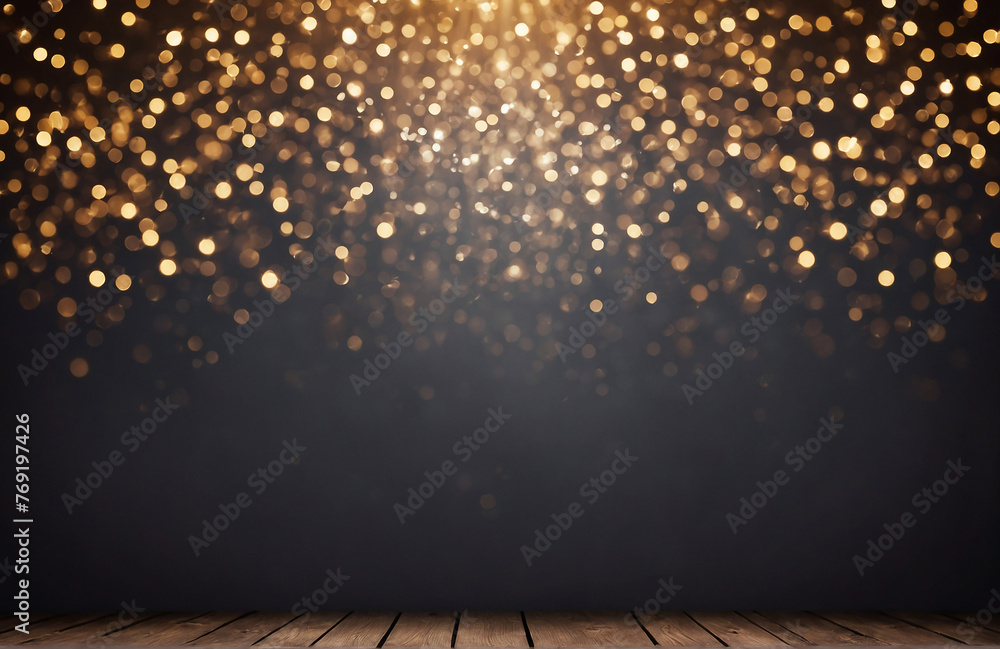 Poster background with golden sparkls with copy space