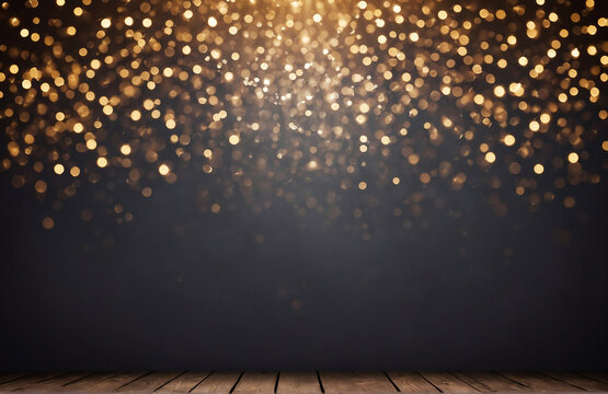 background with golden sparkls with copy space