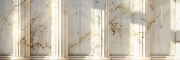 Foto op Canvas A sun-kissed marble texture, reflecting the gleaming white columns and sculptures of ancient Greek temples and palaces, with subtle veins of gold running through created with Generative AI Technology © Sentoriak