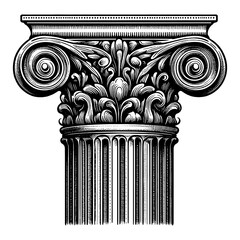 Naklejka premium Column Capital Engraving engraving PNG illustration with transparent background