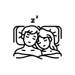 couple at bed. Sleeping time vector illustration on white background