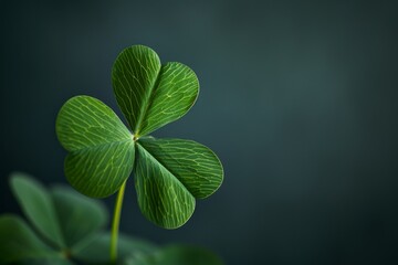 Close-up of a Green Four-Leaf Clover - obrazy, fototapety, plakaty