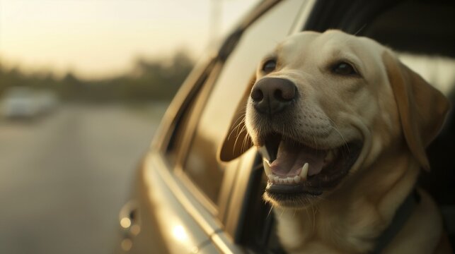 Image of dog peeking out of a car window.