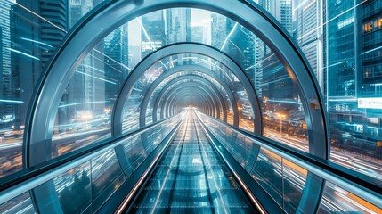 Image of futuristic glass tunnel.