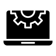 Technical support icon. Computer service. Gears screen laptop.