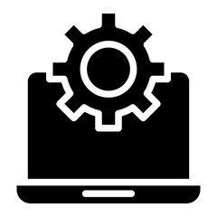 Technical support icon. Computer service. Gears screen laptop.