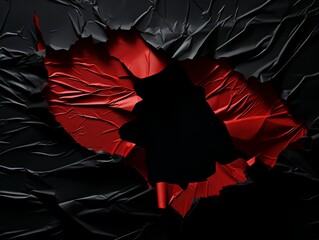 torn red papper on a black background