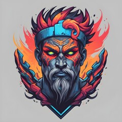 Blazing Spirit: Fiery-Haired Warrior Illustration