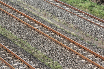 top view of train tracks (railway)