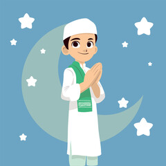 Muslim Boy Salam Gesture Pose