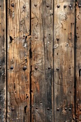 A weathered wooden plank texture from the deck of a pirate ship, with old nail holes and sea salt stains, embodying the rugged life at sea created with Generative AI Technology