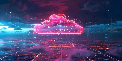 The Future of Cloud Computing: Digital Storage Transfer and Big Data Processing. Concept Cloud Computing, Digital Storage, Data Processing, Future Technologies, Innovation - obrazy, fototapety, plakaty
