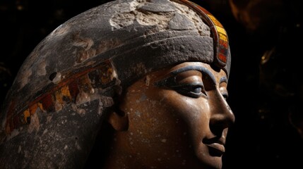 Close-up of an Ancient Egyptian Pharaoh Statue - obrazy, fototapety, plakaty
