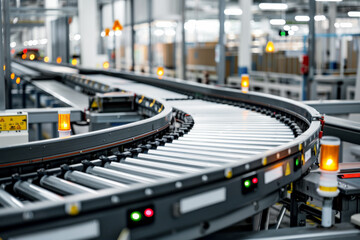 Modern Automated Conveyor System in Industrial Warehouse Environment