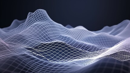 Surreal world with an abstract 3D wireframe landscape.