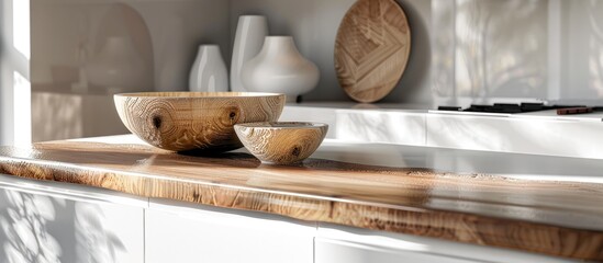 Italian lacquered kitchen facades crafted from solid wood with a unique bark beetle texture displayed on a white table. Wood-textured decorative element for website templates.