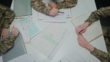 Group of security squad in control center. Military headquarters surveillance officers cyber police...
