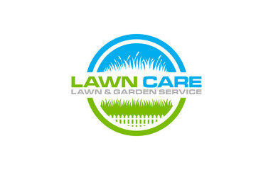 Illustration vector graphic of lawn care, landscape services, grass care concept logo design template