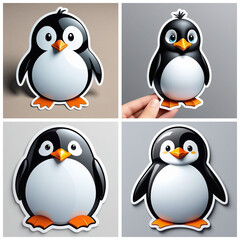 Naklejka premium Diseño de pegatinas 3d pingüino 