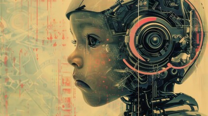 A fusion of youth and robotics, this image captures the innocence of a child with the sophistication of AI.