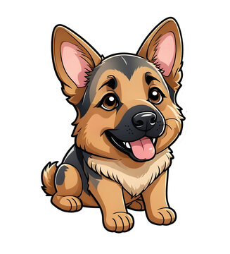 German Shepherd. Perfect for stickers, t-shirts or Design templates. Generative AI. V4