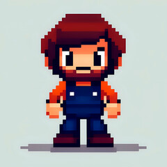 Obraz premium Craft a pixel art character, reminiscent of old-school video games, with limited colors and a blocky, pixelated design - generated by ai