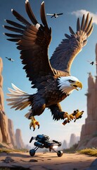eagle chasing drone generative ai 
