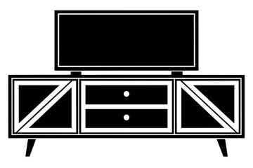 tv cabinet silhouette vector illustration